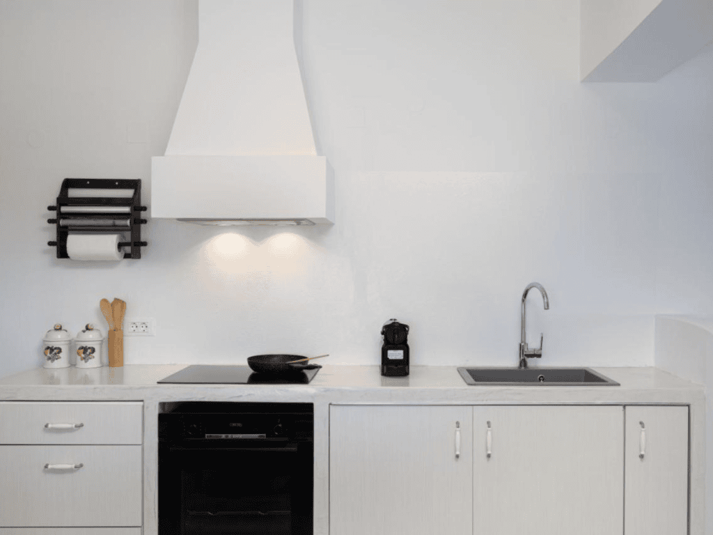 Modern kitchen appliances in Santorini secret luxury villa