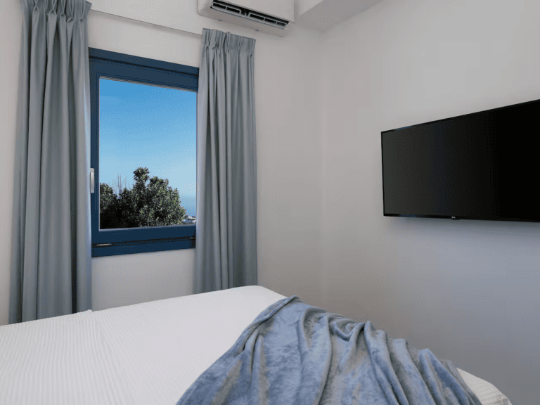 Aetheras room at Santorini secret villa with yard view