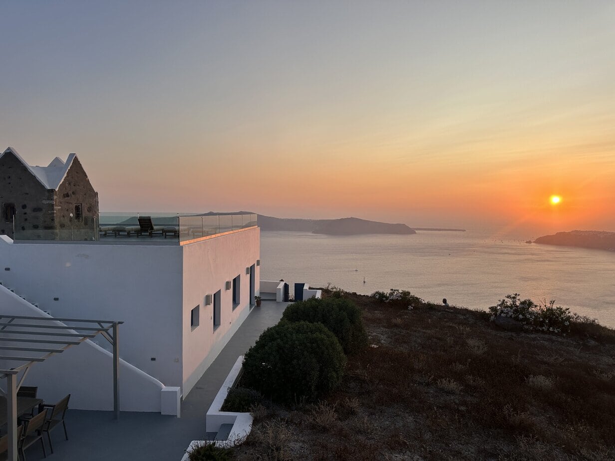 Relaxing outdoor space at Santorini secret Chrisofilida villa